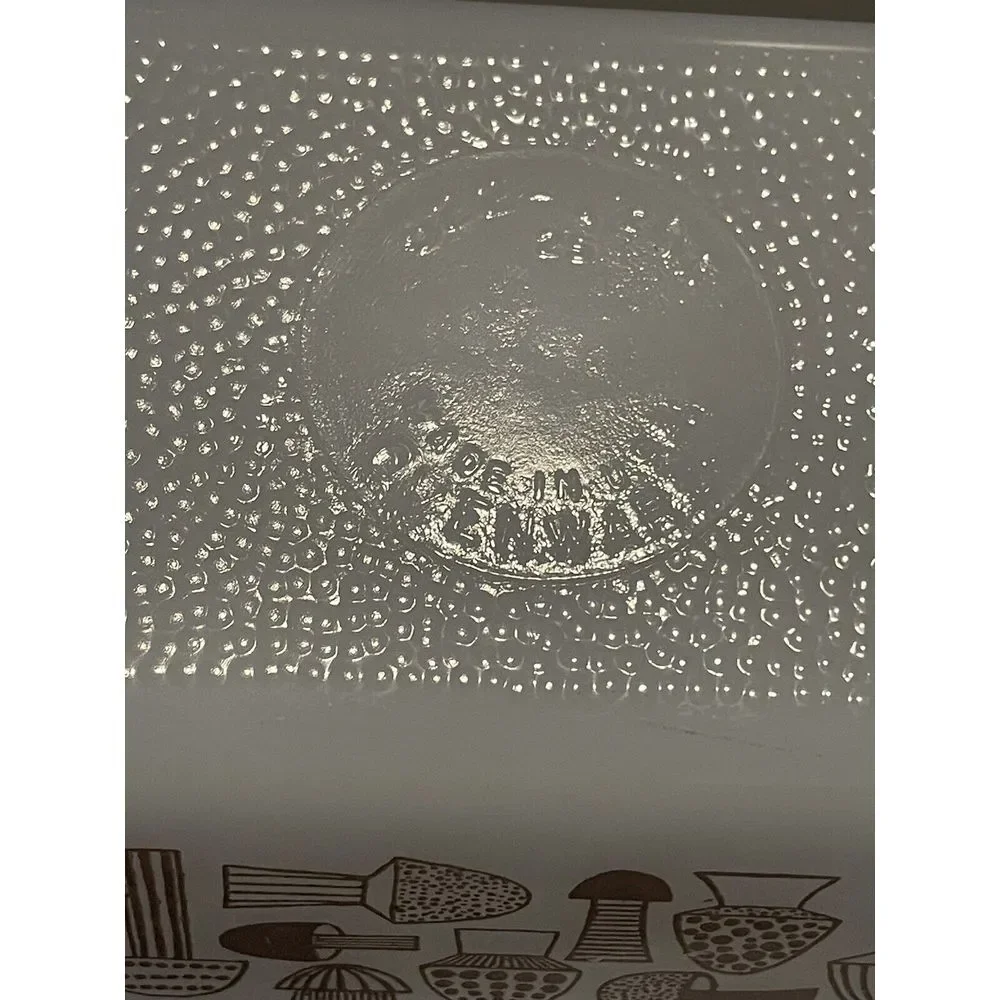 RARE Glassbake Rectangular Vintage Milk Glass Mushroom Print 522‎ Loaf Pan